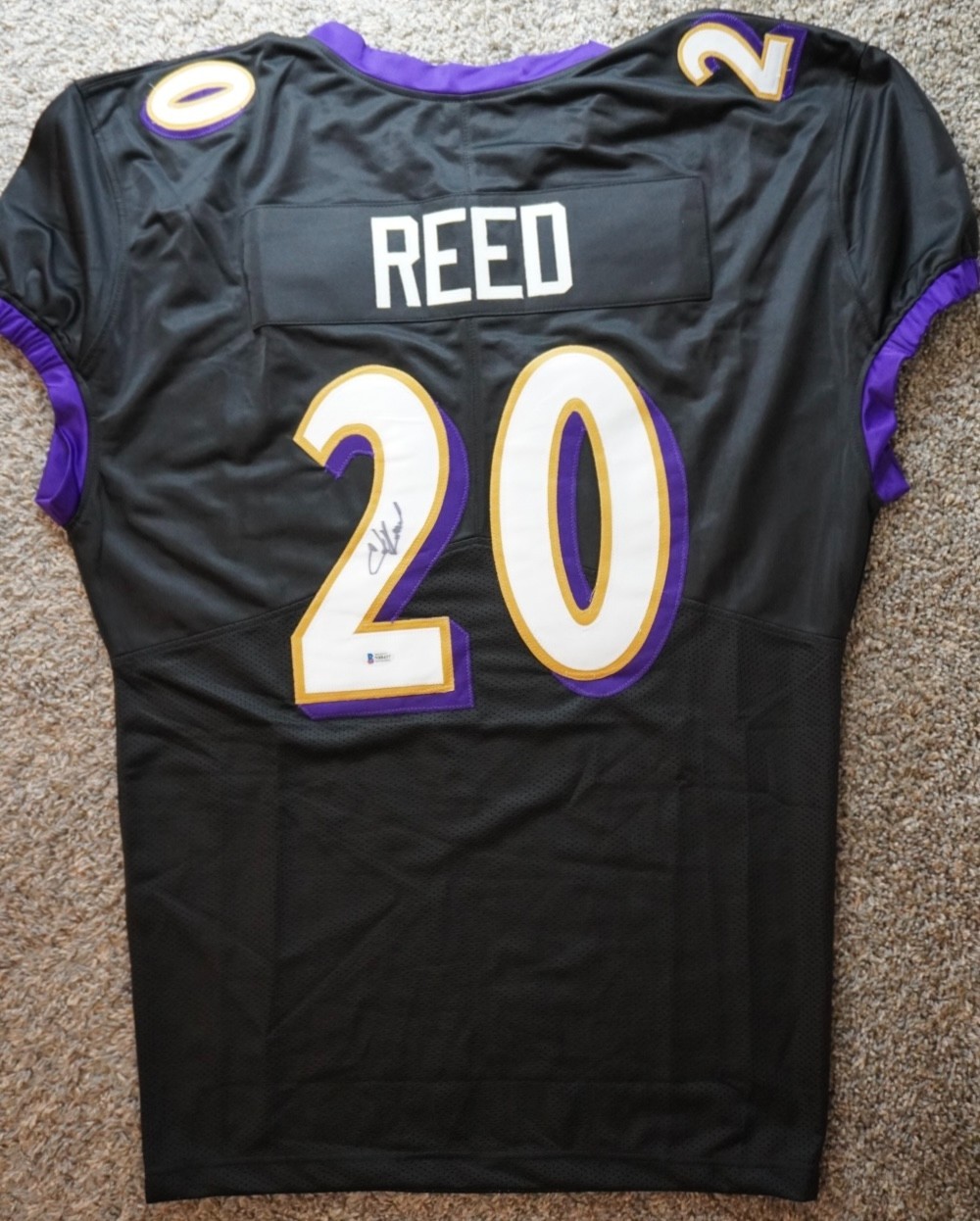 Ed Reed Autographed Signed Baltimore Ravens Black Pro-Style Football Jersey Beckett COA 