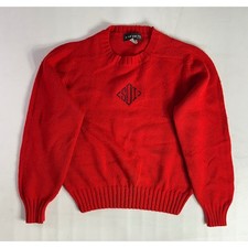 Captions Vintage Red Crewneck Knit Sweater XL Embroidered SOI Monogram Acrylic