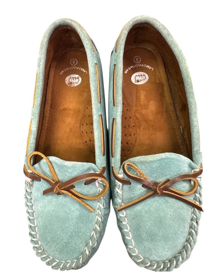 Zapatillas Lamo Mujer 8 Mocasines Planos Sin Cordones Azul Cerdo Gamuza Informal Lazo Foto 2 de 4
