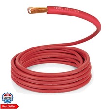 TEMCo 2 Gauge AWG 10 Ft Red Flexible Pure Copper  Welding Cable Battery Wire ...