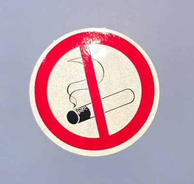 10 x autocollants réfléchissants interdits de fumer autocollants no smoking panneau d'avertissement 75 mm - Photo 1/3