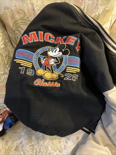 Disney Store Vintage Mickey Mouse True Blue Bomber Jacket XXL (No Hood)