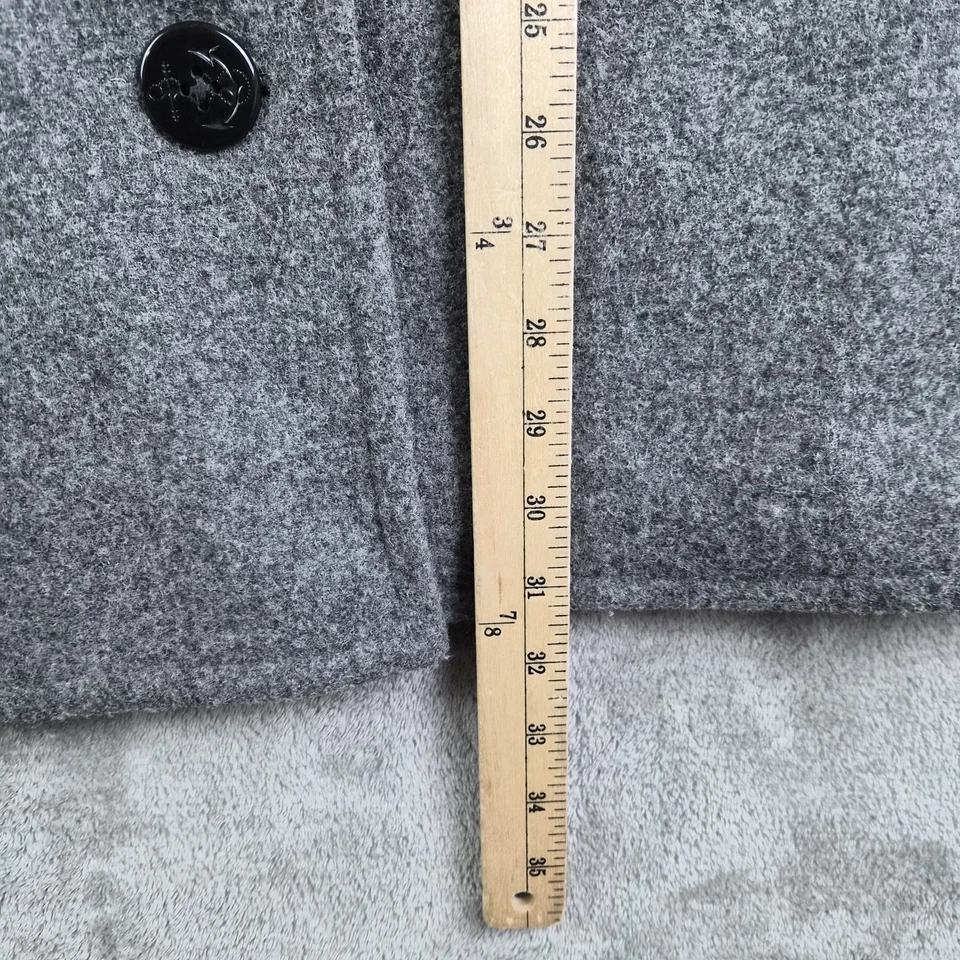 J Crew Peacoat Jacket Mens Large Gray Wool Primaloft Double Breasted Heavy Thick - Image 4 of 4