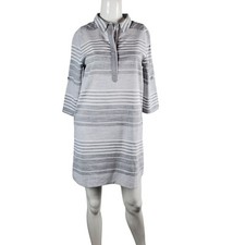 Talori Gray & White Striped 100% Cotton Shirt Dress Sz Small NWT Coastal Vibe