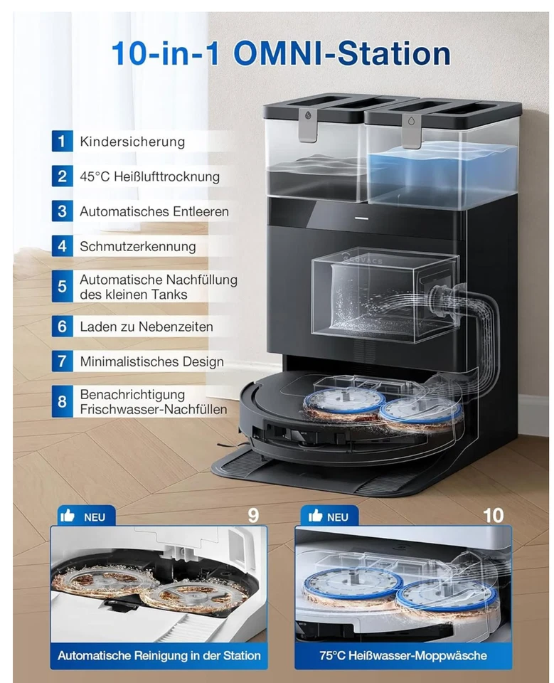 ECOVACS DEEBOT T50 OMNI GEN2 Black Saugroboter Wischroboter Neu & OVP - Bild 3 von 3