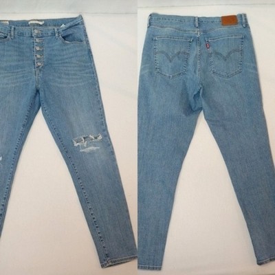 Levi's Jeans Premium Denim Mile High Super Skinny Button Front Distressed 32