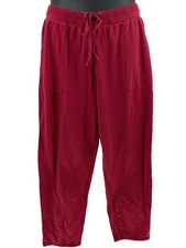Cuddl Duds Comfortwear Drawstring Slim Pants w/ Pockets Rumba Red