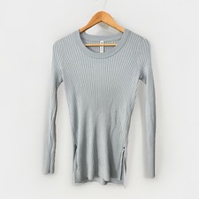 Athleta Lincoln Park Glacial Blue Ribbed Knit Pullover Sweater Long Sleeves S