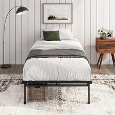 Image of Zinus Justin 3ft Single Bed Frame (90 x 190 cm) - 14.2'' Height Single, Black 