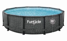 Funsicle 12' x 36" Oasis Designer Round Above Ground Pool, Dark Herringbone