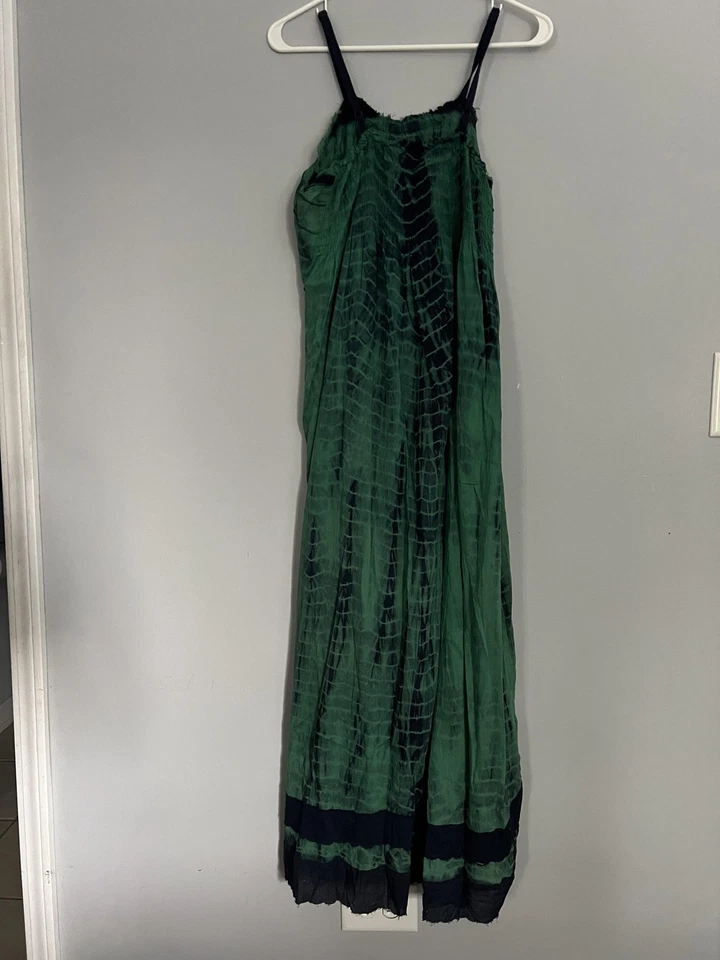 Платье Raviya женское маленькое зеленое галстук краситель макси богемное гофрированный хлопок ремешок для спагетти - Изображение 3 из 4