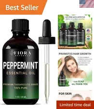 100% Pure Peppermint Essential Oil - Hair Growth, Skin Relief, & Diffuser Use