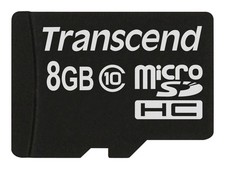 Transcend TS8GUSDC10 8GB MicroSDHC Class 10 NAND 90MB/s Black ECC 2.7V 3.6V