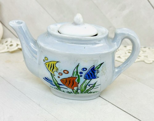 Made in Japan Child's Japanese ceramic tea set Creamer and Sugar w/ FISH scene - Picture 2 of 12
