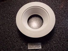 4" recessed shallow can light housing trim ring white metal factory paint vtg