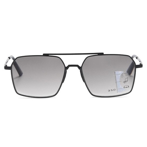 Fashion Large Black Square Sunglasses Anti-blue Multifocal Reading Glasses - Picture 3 of 13