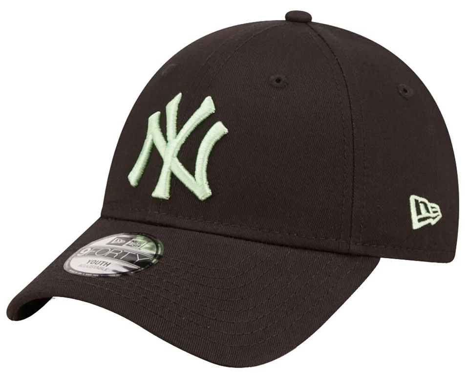 New Era New York Yankees Noir Vert Jeunesse 9Forty Cap Strapback - Photo 1/1