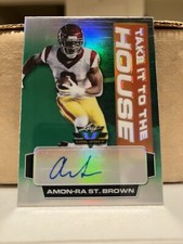 AMON-RA ST. BROWN RC AUTO CARD 2021 LEAF VALIANT TAKE IT TO THE HOUSE GREEN /99