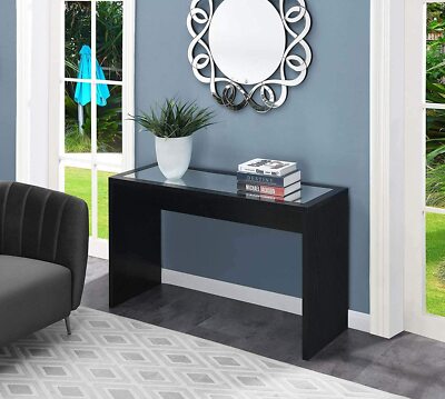 Console Table Mirrored Desk Vanity Home Entryway Hall Storage Furniture Black