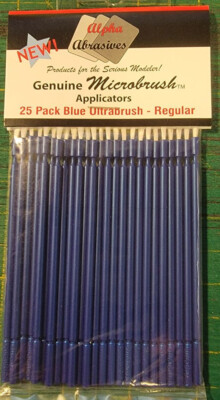 Hobby Needs ALPHA ABRASIVES 1300 Microbrush Applicators BLUE Regular  25 pack