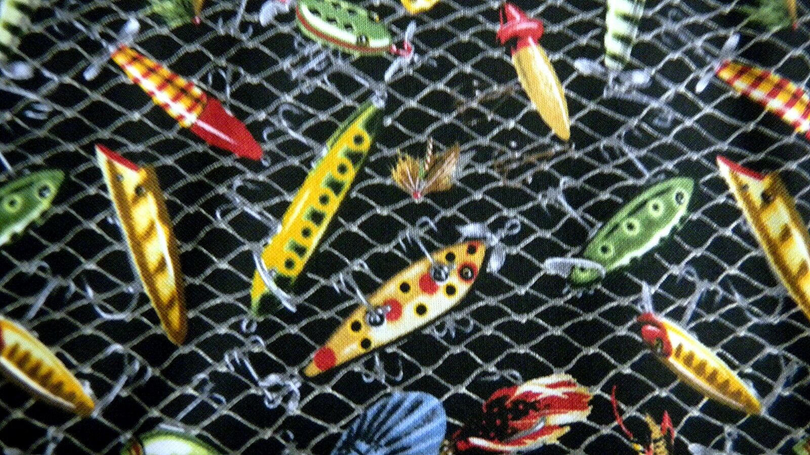 Fishing Tackle Fishing Lures Tackle Box Anglers Fish Netting Mens Quilt Fabric