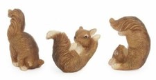 Miniature Playful Squirrels, Set of 3 Fairy Garden Squirrels, Squirrel Cake Top