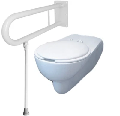 BSD Klappgriffe Handgriffe mit Stützbein für barrierefreies Bad weiß 85 cm 32m Bad