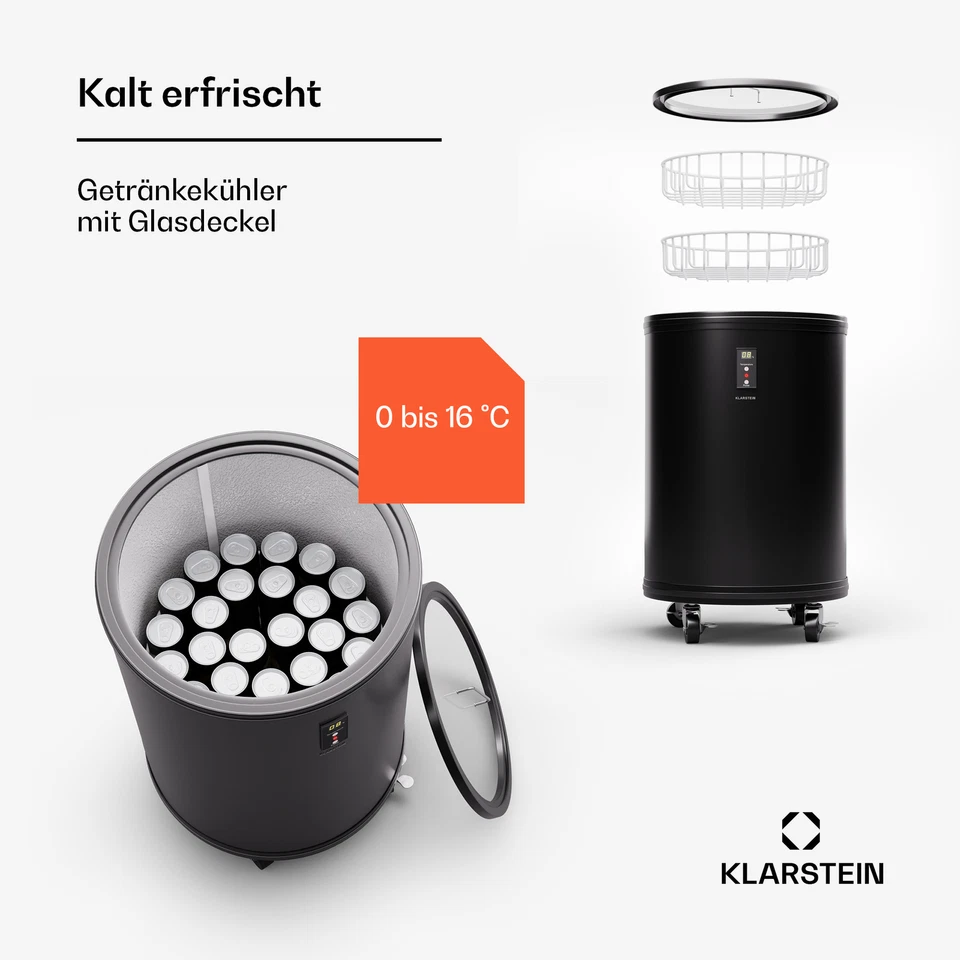 Enfriador de bebidas eléctrico refrigerador de botellas minibar 30 L camping móvil negro - Imagen 2 de 4