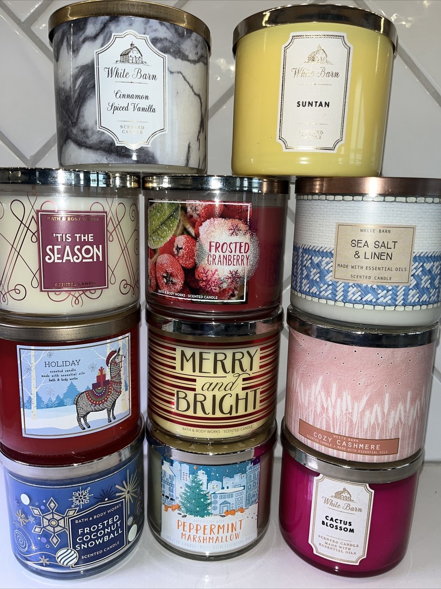 NEW BATH BODY WORKS WHITE BARN 3-WICK OZ CANDLES