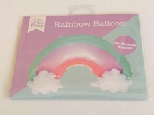 RAINBOW BALLOON NO HELIUM REQUIRED FOIL BNIP 45cm x 62cm PARTY STRAW /STRING
