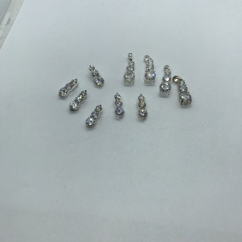 Vintage Lot Slider Pendants Rhinestones clear Crystals 10 pieces - Afbeelding 2 van 9