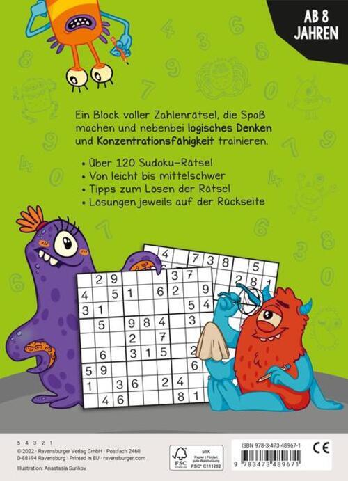 Thumbnail - Ravensburger Knifflige Sudokus - Rätselblock Ab 8 Jahre Heine