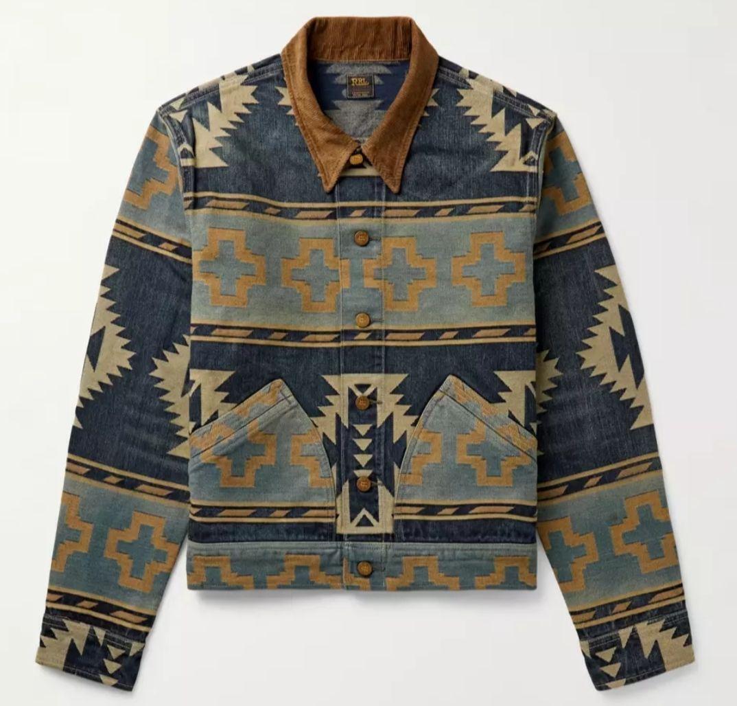 Unused RRL Corduroy Jacquard Jacket Coat Outer Native Mens Unused RRL Corduroy Jacquard Jacket Coat Outer Native Mens