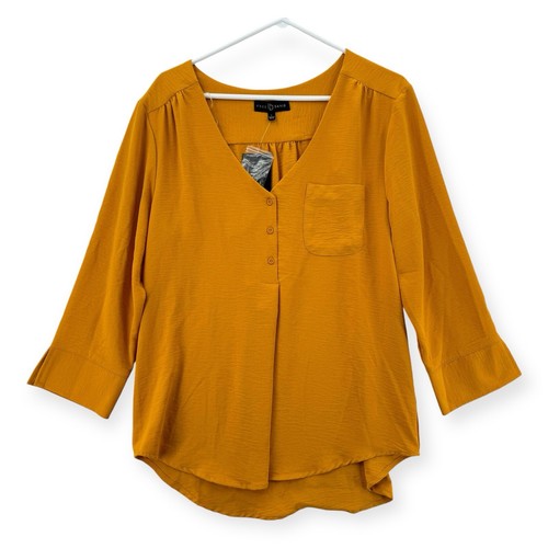 NWT Fred David Blouse Womens Large 3/4 Sleeve V Neck Work Career