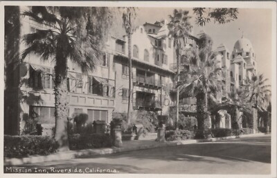 Riverside, CA: 1930 RPPC Carmel Mission Inn - California Real Photo Postcard