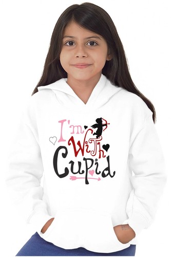 Valentine's Day I'm With Cupid Love Heart Youth Girls Hoodie Sweatshirts Kids - Picture 5 of 7