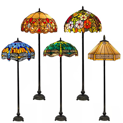 Tiffany-Style Stained Glass Handcrafted Floor Lamps for Bedroom and Home Decor