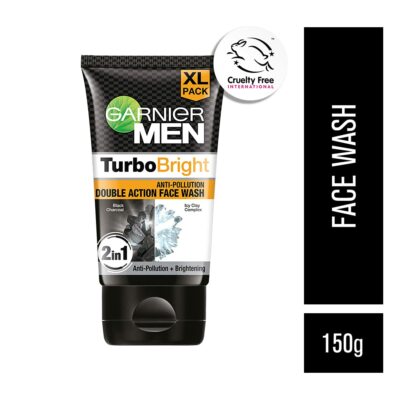 Garnier Men Turbo Bright Double Action Charcoal Facewash, 150gm 