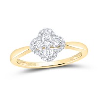 10K Gelbgold Original Diamant Damen 4 Kleeblatt Rechts Ring 1/4 Karat