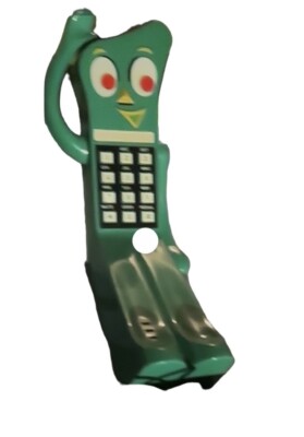 Vintage GUMBY PHONE Lewco Prema Toy Co Push Button Green Telephone 