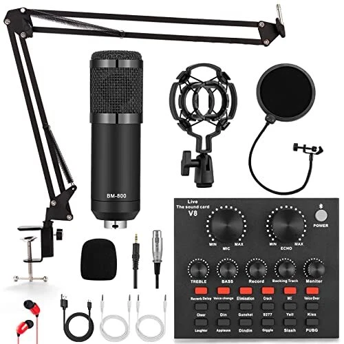 Condenser Microphone Bundle BM-800 Mic Kit with Live Sound Card  