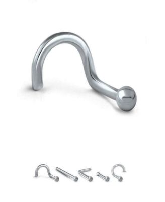 Titanium Nose Stud LBend Screw Ball 22G 20G 18G