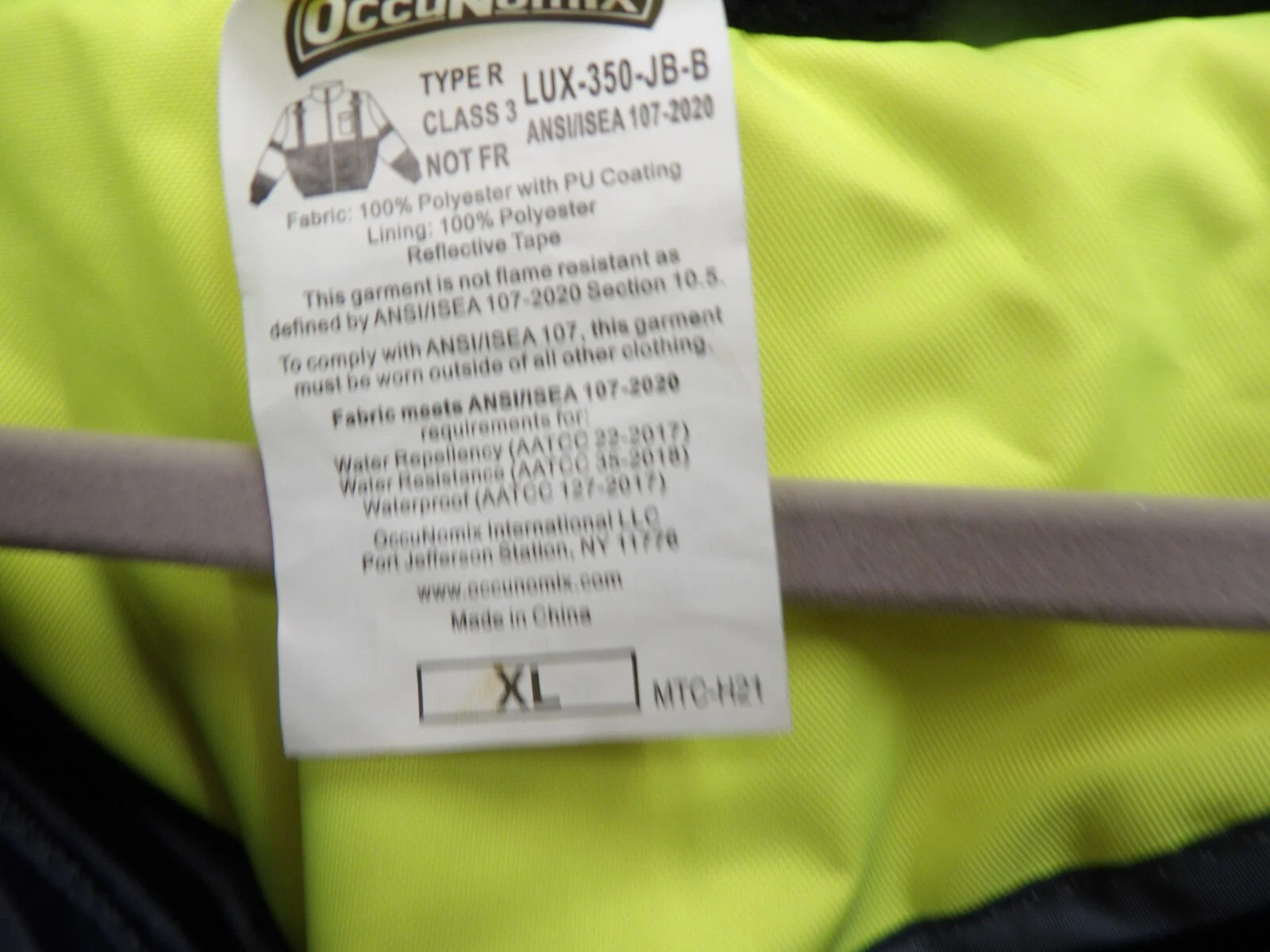 Yellow Workwear OccuNomix Collared Lined Jacket Coat Men's Size XL - product detail image 14
