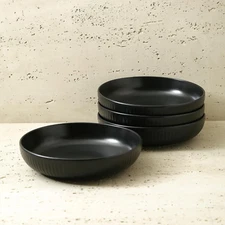 Logan Stoneware Pasta Bowl Set of 4, Black