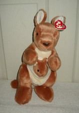  11436 NWT RETIRED TY 2000 Pouch the Kangaroo w/Baby Joey Beanie Buddy Plush