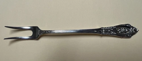 WALLACE STERLING SILVER “ROSE POINT” PICKLE FORK - 5.5”