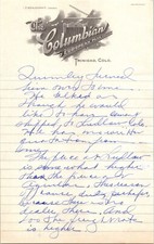 Columbian Hotel Trinidad CO 19203 Letterhead Hotel Stationery