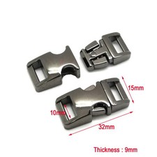 3/8" 10mm gun metal buckle snap release Paracord Shackle Accessory Bracelet