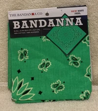 The Bandanna Co NEON GREEN PAISLEY Cotton Bandanna 22x22 - NEW