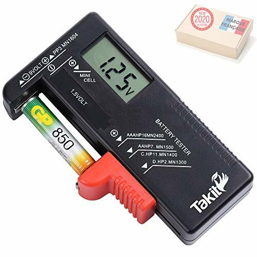 TAKIT Tester Batterie Digital Per AA, AAA, C, D, PP3, 9V, 1.5V, Batterie (Z2d)